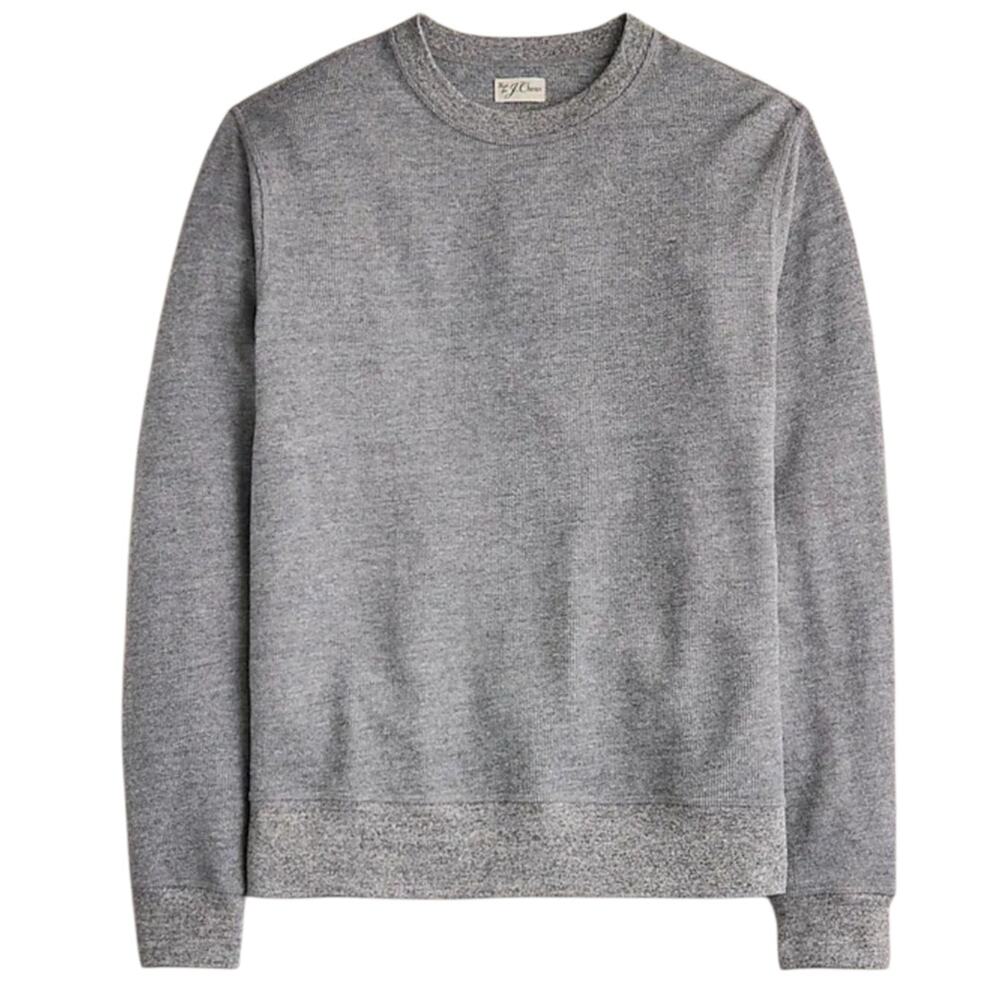 J Crew Mens Long Sleeve Textured Sweater Crewneck Gray Heather Nebula Soft Large